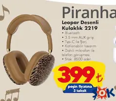 PİRANHA LEOPAR DESENLİ KULAKLIK fiyat ve kampanya bilgisi